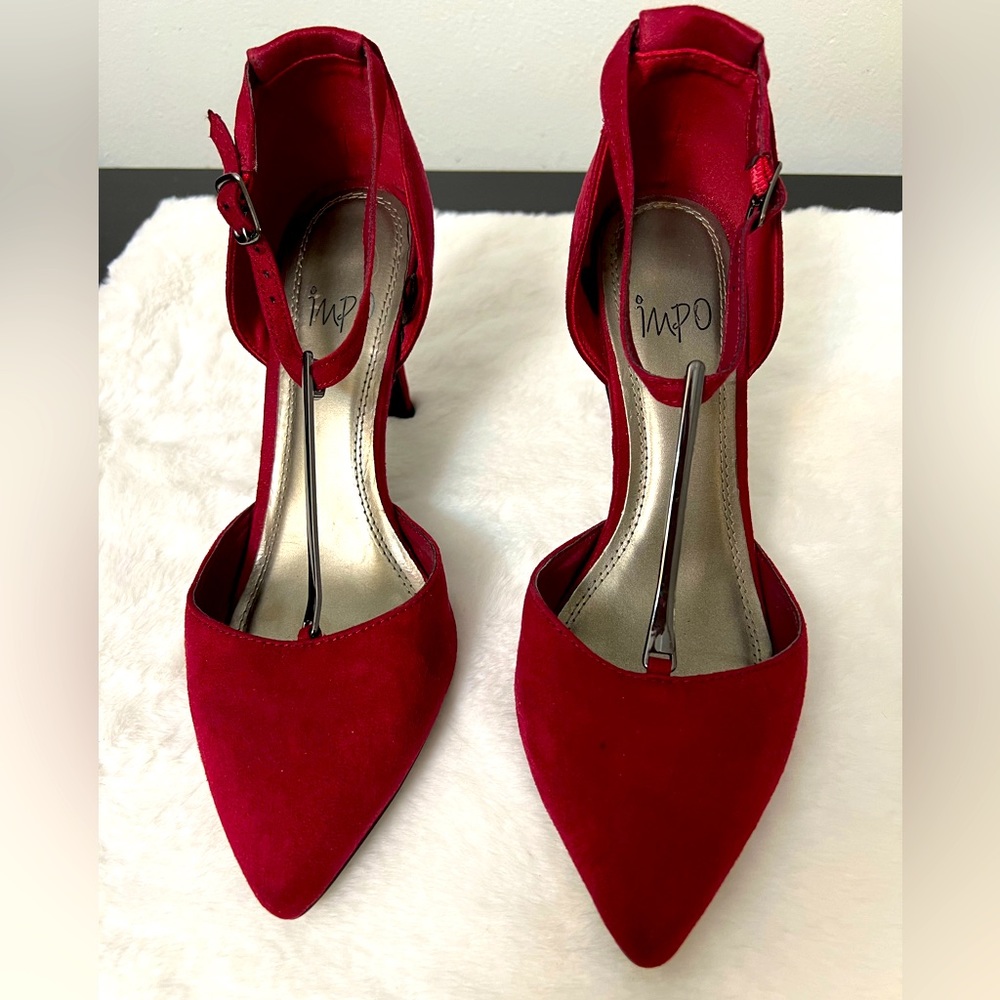 IMPO Fabric skinSuede Ankle Strap Stiletto 👠 👠